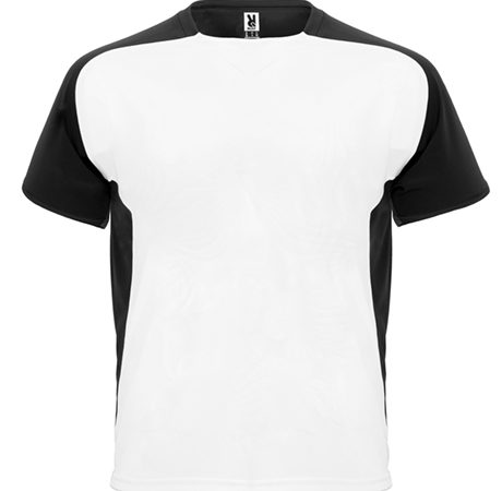 camiseta tecnica roly bugati blanco y negro