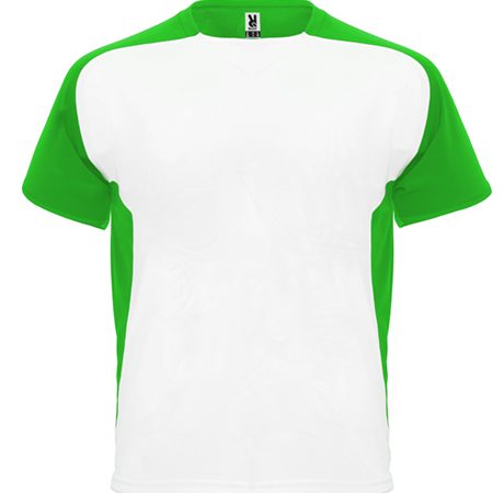 camiseta tecnica roly bugati blanco y verde