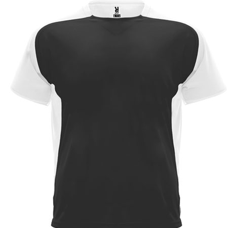 camiseta tecnica roly bugati negro y blanco